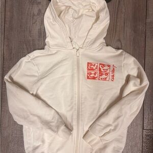 H&M Cream Hoodie with Red Graphic Youth 10Y